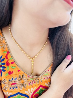 JHB Gold Plated 4 mm Beads Chain for Women And Girls Gold-plated Plated Brass, Copper Necklace