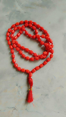 Vanishree World Round Semi Precious Stone Coral Munga Mala Beads Stone Chain