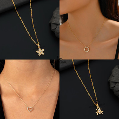 BOGHRA SALES combo pendant chain for girls Gold-plated, Rhodium Diamond Brass, Alloy Pendant