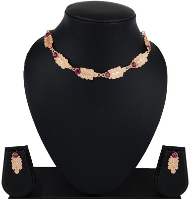 Sehbhagi Brass, Copper Gold-plated Pink Jewellery Set(Pack of 1)