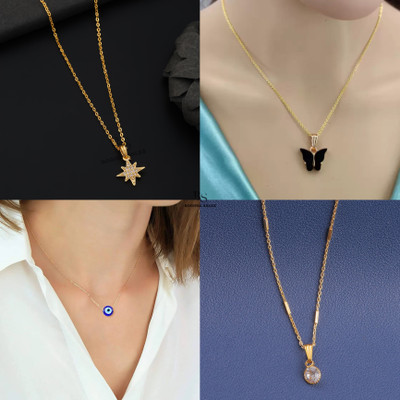 BOGHRA SALES combo pendant chain for girls Gold-plated, Rhodium Pearl, Diamond Brass, Alloy Pendant