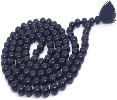 Akaraya Natural Black Agate Hakik Japa Mala - Protection Against Bad Evils 108 Beads Stone Chain
