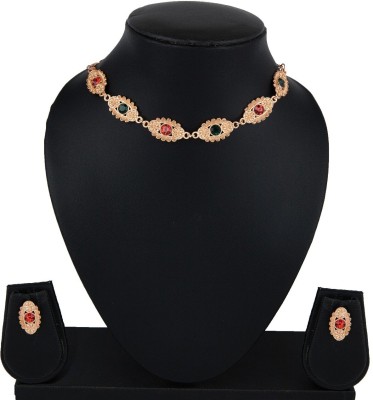 Sehbhagi Brass, Copper Gold-plated Red, Green Jewellery Set(Pack of 1)