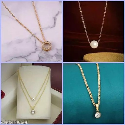 CHARLI ART JEWELLERY Shimmering Beautiful Necklace Combo For Women And Girl Cubic Zirconia Gold-plated Plated Alloy Chain
