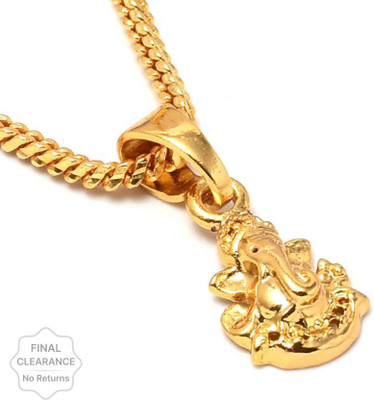 Gold Plated Waterproof Chain With ganesh ji pendant Gold-plated Plated Brass Chain