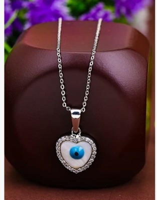 V FASHION JEWELLERY Gorgeous Trending Evil Eye Pendant Chain For Women & Girls Sterling Silver Plated Stainless Steel Chain Set