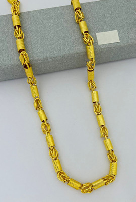 Hewomiva 1 gram High Quality Indian Polished “20” Inches Gold Chain for Men and boy Gold-plated Plated Copper Chain