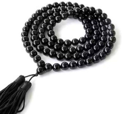 Devlink Original Black Hakik Jaap Mala | 108 Authentic Black Agate Beads - 6MM Stone Chain
