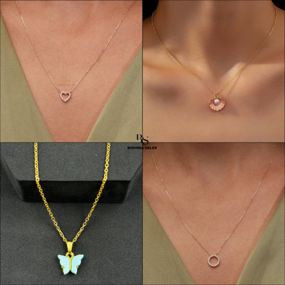 BOGHRA SALES combo pendant for girls Gold-plated Pearl, Diamond, Crystal Brass, Alloy Pendant Set