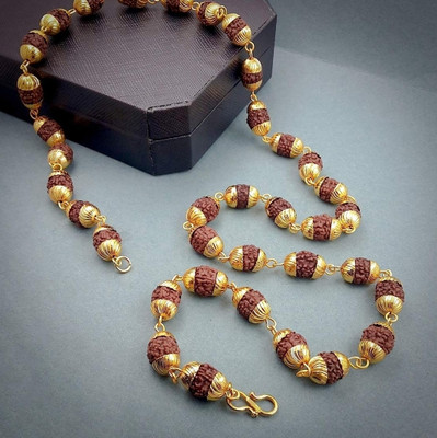 LVA CREATIONS 5 Mukhi Rudraksha Mala One Gram Gold-plated Plated Alloy Chain Gold-plated Plated Rudraksha Necklace
