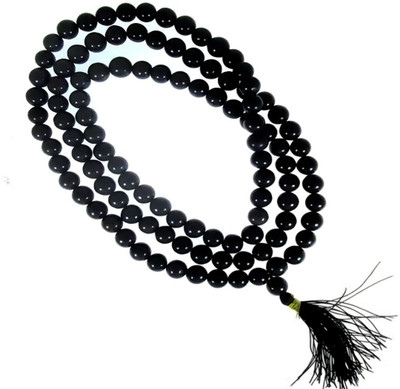 Jewelswonder Natural Black Hakik Mala 108 +1 Beads Mala Lab Certified Mala (6mm) Agate Stone Necklace