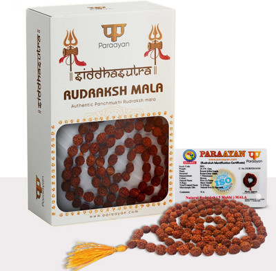 Paraayan 5 Mukhi Certified Rudraksha Jaap Mala Original 108 Beads for Man & Women Beads Rudraksha Chain