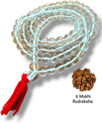Vanishree World Top quality Real 108+1 Beads Sfatic Mala free 6 mukhi nepali rudraksha Crystal Stone, Crystal Chain