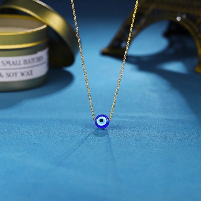 BOGHRA SALES Evil Eye Circular Mini Pendant Gold-Toned Dainty Pendant Chain For Women,Girls Gold-plated Crystal Alloy, Crystal Locket