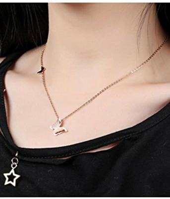glowzi Butterfly Rose Gold Necklaces Crystal Gold-plated Plated Stainless Steel Necklace