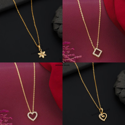 BOGHRA SALES combo pendant chain for girls Gold-plated, Rhodium Diamond Brass, Alloy Pendant