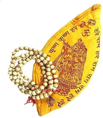 Somapa 108 Beads Pure Tulsi Jap Mala for Mantra Jaap with Goumukhi Jaap Bag Wood Necklace