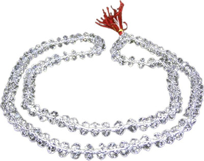 RATAN BAZAAR Adjustable White Sphatik Beads Mala for Women Crystal Stone Chain