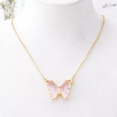 AVIRA ENTERPRISES Statement Jewelery Pink Crystal Butterfly Pendent and Locket for Women and Girls Gold-plated Plated Alloy Necklace Set