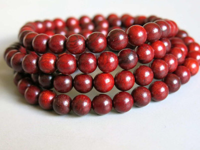 Vanishree World Processed Red Chandan Mala for Pooja Chanting or Wearing Yoga Jewelrys Beads Wood Chain