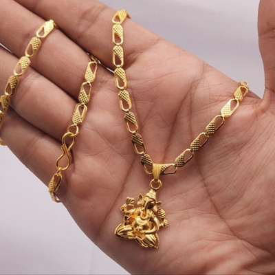 Footride Gold Plated Waterproof Chain for Men and women 22inch Gold-plated Plated Brass Chain Set