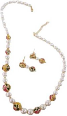 white pearl with golden beads nackless set Agate Brass Plated Alloy Necklace