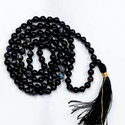 Vanishree World Natural Sulemani Hakik Mala Lab Certified Mala 108 +1 Beads Lab Certified Mala Agate Stone Necklace