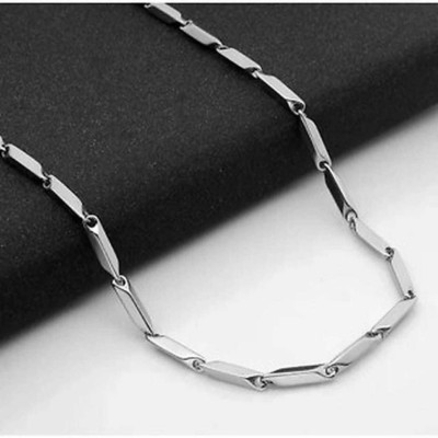 ARDS FASHION Stainless Steel Rice Chain for Men and Boys (Silver) Stainless Steel Chains Silver Plated Stainless Steel Chain