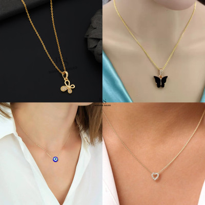 BOGHRA SALES combo pendant chain for girls Gold-plated, Rhodium Pearl, Diamond Brass, Alloy Pendant
