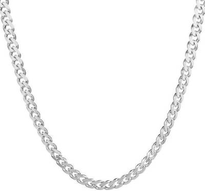zebisco Fashionable and stylish silver plated chain for mens 20 inches Silver Plated Stainless Steel Chain