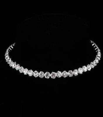 jakir Beautiful Round Shape Choker Necklace Design Diamond Silver Plated Cubic Zirconia Alloy Choker