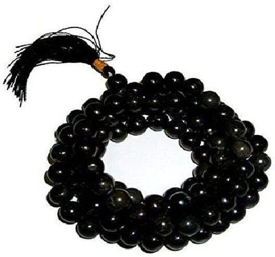 SONIRO Black Hakik Mala Tourmaline Certified 8mm 108 Beads for Pooja and Japa Sapphire Stone Chain