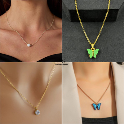 BOGHRA SALES combo pendant for girls Gold-plated Pearl, Diamond, Crystal Brass, Alloy Pendant Set