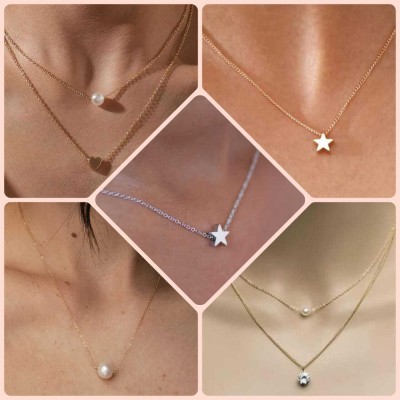 ELCETRATD JEWELLERY shimmeing beautiful pendant and locket pack of 5 combo for women and girls Gold-plated Pearl Alloy Pendant Set