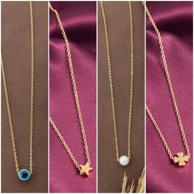 ELCETRATD JEWELLERY shimmeing beautiful pendant and locket pack of 5 combo for women and girls Gold-plated Pearl Alloy Pendant Set