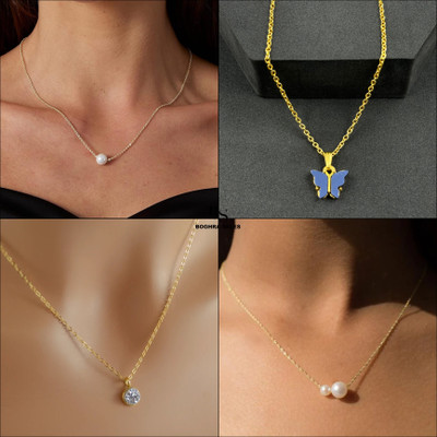 BOGHRA SALES combo pendant for girls Gold-plated Pearl, Diamond, Crystal Brass, Alloy Pendant