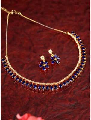 Vasudha Alloy Rhodium Blue Jewellery Set(Pack of 1)