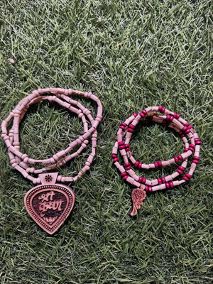 SHIVA krishna & Ram tulsi Kanthi Mala Wood Necklase Beads Wood Chain Set