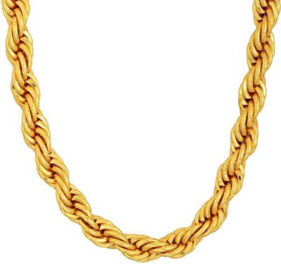 zebisco thick rope 4mm heavy gold plated brass chain for mens and boys Gold-plated Plated Brass Chain