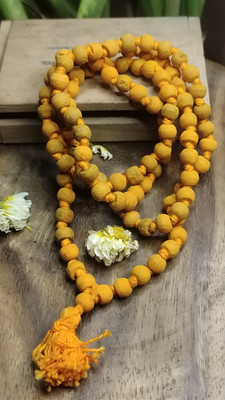 Shiv Aastha Pure Haldi Jaap Mala 8mm Size 108+1 Beads Beads Wood, Dori Chain