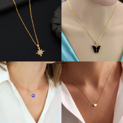 BOGHRA SALES combo pendant chain for girls Gold-plated, Rhodium Pearl, Diamond Brass, Alloy Pendant
