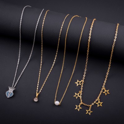 Delfa Clothing Combo of 4 Necklace Chain Gold-plated Plated Alloy Necklace