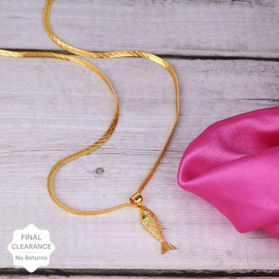 Gold Plated Waterproof Chain With Fish Pendant Gold-plated Plated Brass Chain