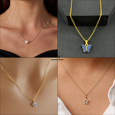 BOGHRA SALES combo pendant for girls Gold-plated Pearl, Diamond, Crystal Brass, Alloy Pendant