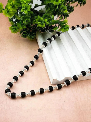 Akaraya Traditional Silver Plated Karugali Malai,Ethnic South Indian Mala Beads Silver Plated Wood, Copper Chain