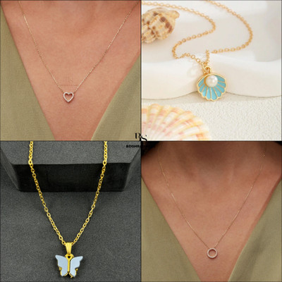 BOGHRA SALES combo pendant for girls Gold-plated Pearl, Diamond, Crystal Brass, Alloy Pendant Set