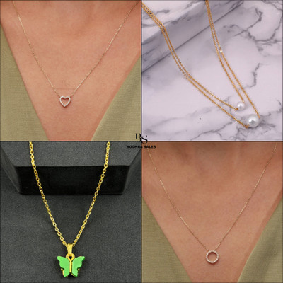 BOGHRA SALES combo pendant for girls Gold-plated Pearl, Diamond, Crystal Brass, Alloy Pendant Set