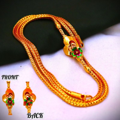 one gram gold plated trendy stylish double side mugappu chain 24inch for women Gold-plated, Enamel Plated Brass Chain