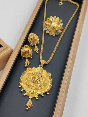 Om Krishiv Collection Brass Gold-plated Multicolor Jewellery Set(Pack of 2)
