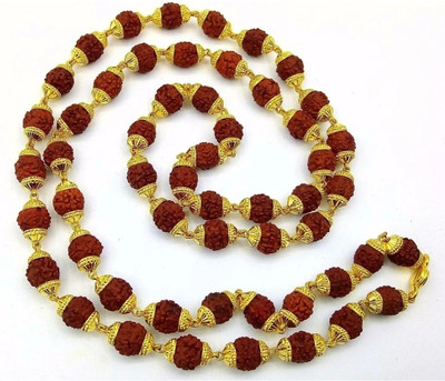 LVA CREATIONS 5 Mukhi natural shiv rudraksha Gold plated mala Gold-plated Plated Alloy Chain